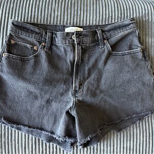 Abercrombie & Fitch Charcoal Black Frayed-Hem Denim Shorts